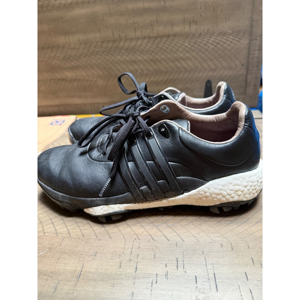 Adidas Tour360 Golf Shoes Mens 9 Black Leather Spikeless Waterproof - Picture 4 of 9